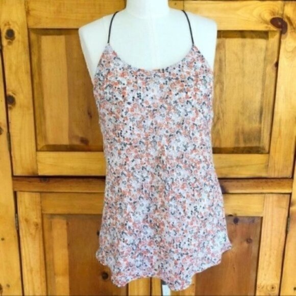 naked zebra Tank Top S Racerback Floral Print Boho Cottage Core Prairie - Picture 3 of 10